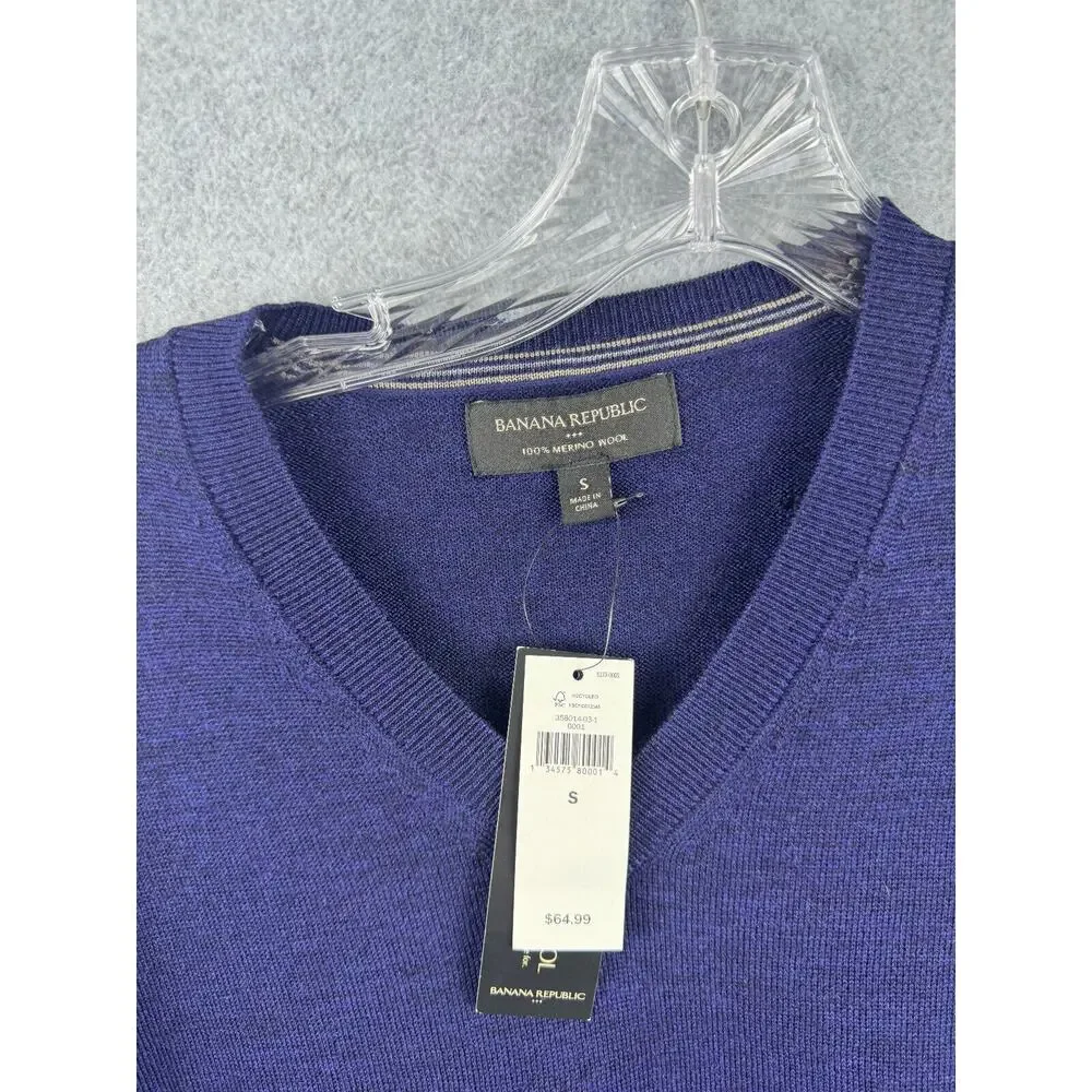 Banana Republic‎ Pullover Sweater Size S Blue V Neck Long Sleeve Casual DEFECT